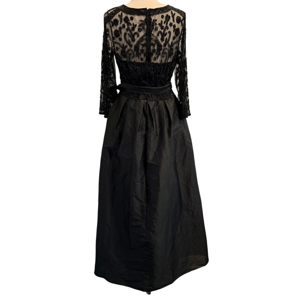 Pisarro Nights Beaded Black Gown Maxi Dress Womens 18 Taffeta Mother of Bride - Picture 2 of 14